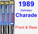 Front & Rear Wiper Blade Pack for 1989 Daihatsu Charade - Vision Saver