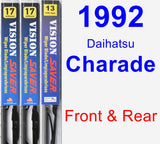 Front & Rear Wiper Blade Pack for 1992 Daihatsu Charade - Vision Saver