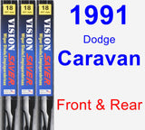 Front & Rear Wiper Blade Pack for 1991 Dodge Caravan - Vision Saver