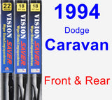 Front & Rear Wiper Blade Pack for 1994 Dodge Caravan - Vision Saver