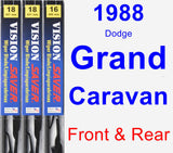 Front & Rear Wiper Blade Pack for 1988 Dodge Grand Caravan - Vision Saver