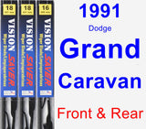 Front & Rear Wiper Blade Pack for 1991 Dodge Grand Caravan - Vision Saver