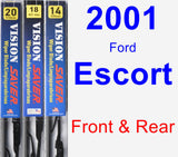 Front & Rear Wiper Blade Pack for 2001 Ford Escort - Vision Saver