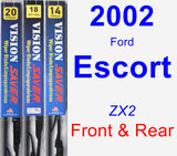 Front & Rear Wiper Blade Pack for 2002 Ford Escort - Vision Saver