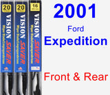 Front & Rear Wiper Blade Pack for 2001 Ford Expedition - Vision Saver