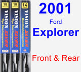 Front & Rear Wiper Blade Pack for 2001 Ford Explorer - Vision Saver