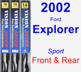 Front & Rear Wiper Blade Pack for 2002 Ford Explorer - Vision Saver