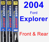 Front & Rear Wiper Blade Pack for 2004 Ford Explorer - Vision Saver