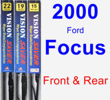 Front & Rear Wiper Blade Pack for 2000 Ford Focus - Vision Saver