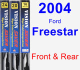 Front & Rear Wiper Blade Pack for 2004 Ford Freestar - Vision Saver