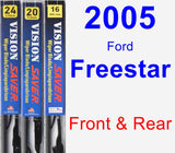 Front & Rear Wiper Blade Pack for 2005 Ford Freestar - Vision Saver