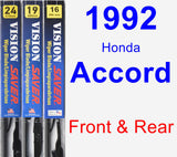 Front & Rear Wiper Blade Pack for 1992 Honda Accord - Vision Saver