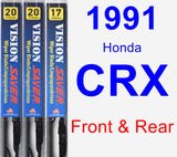 Front & Rear Wiper Blade Pack for 1991 Honda CRX - Vision Saver