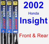 Front & Rear Wiper Blade Pack for 2002 Honda Insight - Vision Saver