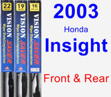 Front & Rear Wiper Blade Pack for 2003 Honda Insight - Vision Saver