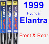 Front & Rear Wiper Blade Pack for 1999 Hyundai Elantra - Vision Saver