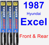 Front & Rear Wiper Blade Pack for 1987 Hyundai Excel - Vision Saver