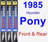 Front & Rear Wiper Blade Pack for 1985 Hyundai Pony - Vision Saver