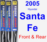 Front & Rear Wiper Blade Pack for 2005 Hyundai Santa Fe - Vision Saver