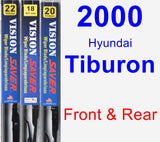 Front & Rear Wiper Blade Pack for 2000 Hyundai Tiburon - Vision Saver