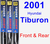 Front & Rear Wiper Blade Pack for 2001 Hyundai Tiburon - Vision Saver