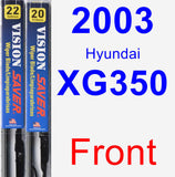 Front Wiper Blade Pack for 2003 Hyundai XG350 - Vision Saver