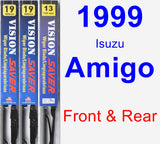 Front & Rear Wiper Blade Pack for 1999 Isuzu Amigo - Vision Saver