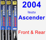 Front & Rear Wiper Blade Pack for 2004 Isuzu Ascender - Vision Saver