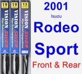 Front & Rear Wiper Blade Pack for 2001 Isuzu Rodeo Sport - Vision Saver