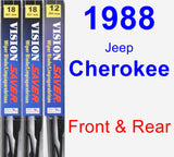 Front & Rear Wiper Blade Pack for 1988 Jeep Cherokee - Vision Saver