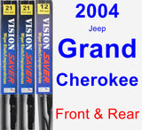 Front & Rear Wiper Blade Pack for 2004 Jeep Grand Cherokee - Vision Saver