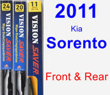 Front & Rear Wiper Blade Pack for 2011 Kia Sorento - Vision Saver