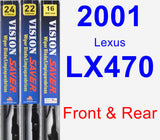 Front & Rear Wiper Blade Pack for 2001 Lexus LX470 - Vision Saver