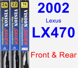 Front & Rear Wiper Blade Pack for 2002 Lexus LX470 - Vision Saver