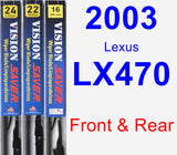 Front & Rear Wiper Blade Pack for 2003 Lexus LX470 - Vision Saver