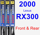 Front & Rear Wiper Blade Pack for 2000 Lexus RX300 - Vision Saver