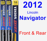 Front & Rear Wiper Blade Pack for 2012 Lincoln Navigator - Vision Saver