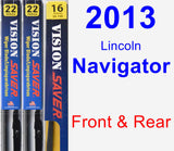 Front & Rear Wiper Blade Pack for 2013 Lincoln Navigator - Vision Saver