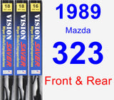 Front & Rear Wiper Blade Pack for 1989 Mazda 323 - Vision Saver