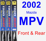 Front & Rear Wiper Blade Pack for 2002 Mazda MPV - Vision Saver