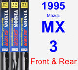 Front & Rear Wiper Blade Pack for 1995 Mazda MX-3 - Vision Saver