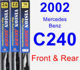 Front & Rear Wiper Blade Pack for 2002 Mercedes-Benz C240 - Vision Saver