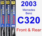 Front & Rear Wiper Blade Pack for 2003 Mercedes-Benz C320 - Vision Saver