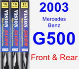 Front & Rear Wiper Blade Pack for 2003 Mercedes-Benz G500 - Vision Saver