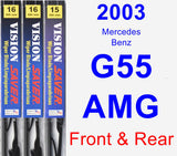 Front & Rear Wiper Blade Pack for 2003 Mercedes-Benz G55 AMG - Vision Saver