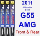 Front & Rear Wiper Blade Pack for 2011 Mercedes-Benz G55 AMG - Vision Saver