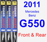 Front & Rear Wiper Blade Pack for 2011 Mercedes-Benz G550 - Vision Saver