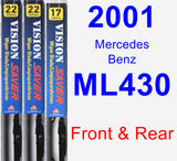 Front & Rear Wiper Blade Pack for 2001 Mercedes-Benz ML430 - Vision Saver