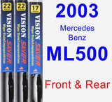 Front & Rear Wiper Blade Pack for 2003 Mercedes-Benz ML500 - Vision Saver