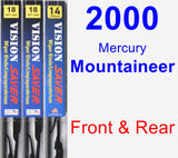 Front & Rear Wiper Blade Pack for 2000 Mercury Mountaineer - Vision Saver